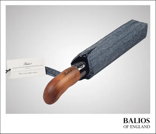 Miniatura 7 de Prestige - Paraguas plegable de viaje, mango de madera hecho a mano, apertura y cierre automático