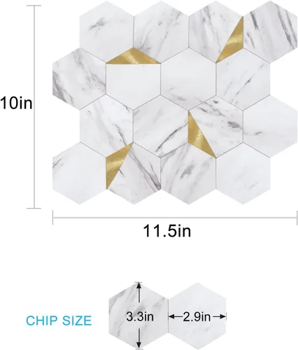 Miniatura 8 de Protector contra salpicaduras para cocina, protector contra salpicaduras hexagonales de alta calidad, azulejos sin costuras para baño