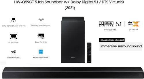 Miniatura 3 de Samsung HW-Q59CT 5.1-Ch Dolby Digital 5.1 / DTS Virtual:X Barra de sonido con haz acústico
