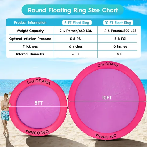 Miniatura 2 de CALOBANA Hamaca de agua inflable redonda flotante, flota lago isla balsa plataforma de muelle inflable para adultos, piscina, río, fiesta en la playa
