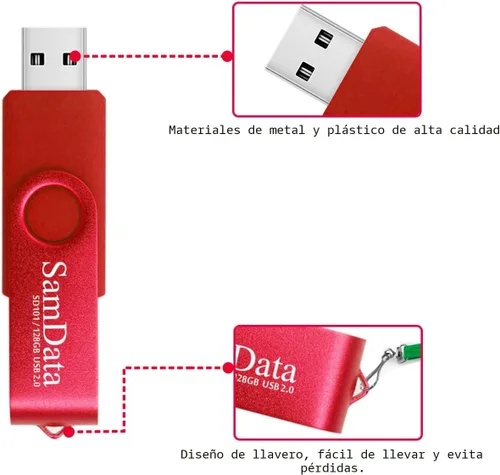 Miniatura 3 de SamData Unidades flash USB de 128 GB, 1 paquete de unidades de pulgar de 128 GB con luz LED para almacenamiento y copia de seguridad (1 paquete rojo)