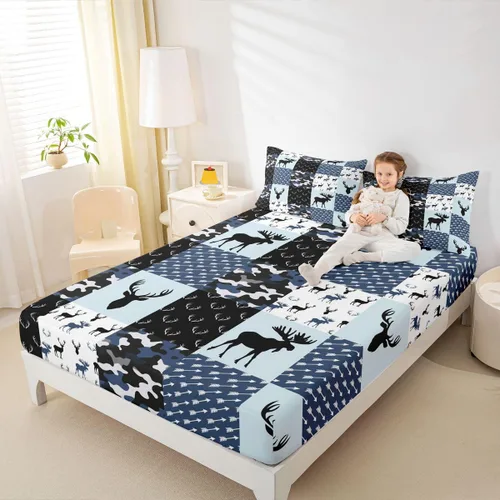 Miniatura 46 de Erosebridal Sábana bajera ajustable con la bandera estadounidense, sábanas de fútbol para niños, juego de ropa de cama de fútbol individual, juego