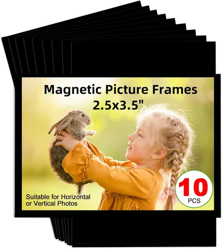 Miniatura 35 de Marco de Fotos Magnético Negro CHUNNIAO 4X6 para Refrigerador, Fundas de Imanes de Fotos Negro 4X6" 10PCS