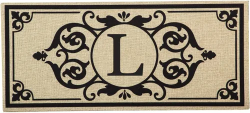Miniatura 14 de Evergreen Flag Cambridge Monogram Letra A Burlap Sassafras Switch Mat 22" x 10