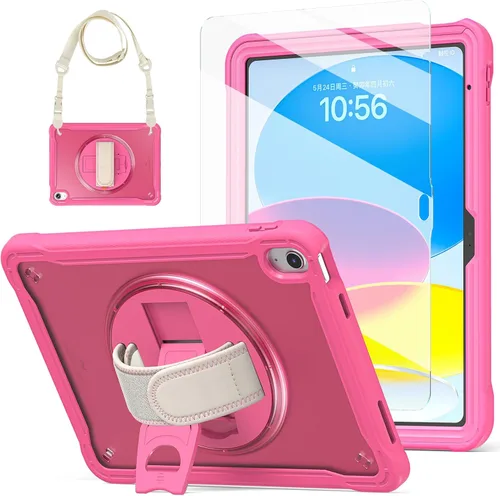 Miniatura 17 de BLOSOMEET Funda transparente para iPad de 9ª/8ª/7ª generación 2021/2020/2019 de 10.2 pulgadas con protector de pantalla de vidrio templado y soporte