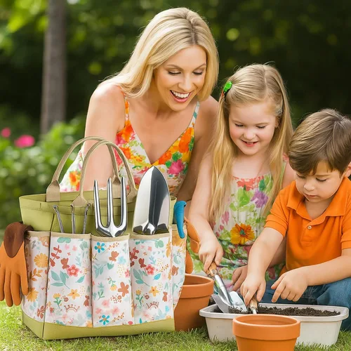Miniatura 7 de Herramientas de jardinería 10 piezas de herramientas de jardinería resistentes con bolsa organizadora duradera de moda, herramientas de mano