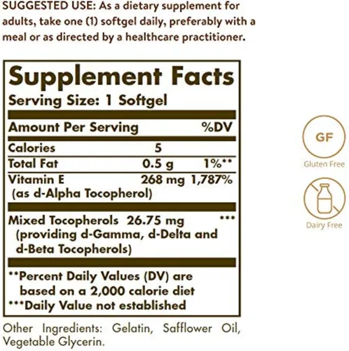 Miniatura 2 de Mezcla de cápsulas blandas de vitamina E 400 IU (D-Alfa-tocoferol y tocoferol mixto), E3541, 1, 1