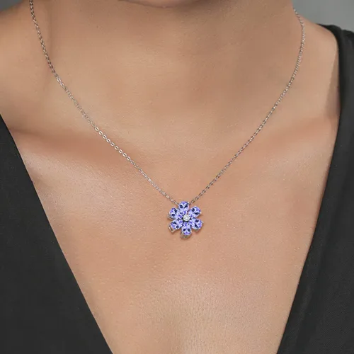 Miniatura 49 de Gem Stone King Collar de plata de ley 925 y oro amarillo de 10 quilates con piedra natal y diamantes cultivados en laboratorio, forma de pera