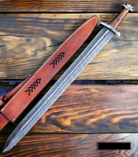 Wilson Roy Acero de Damasco personalizado/espada/daga/espada celta 32 "espada de camping gladiosa de largo