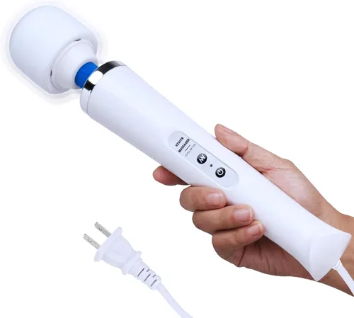Masajeador eléctrico de varita, potente masajeador de espalda de mano con 10 velocidades rítmicas, masajeador vibratorio de tejido profundo con