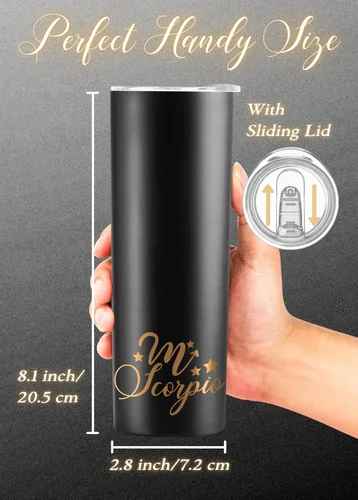 Miniatura 4 de Regalos del zodiaco Onebttl para mujeres, mejores regalos de cumpleaños para amigas, vaso de acero inoxidable de 20 oz, logotipo impreso negro