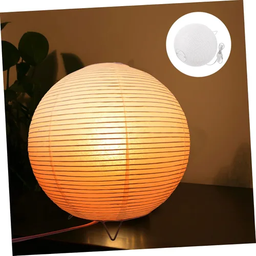 Miniatura 5 de Lámpara de mesa de papel con bombilla E14, luz suave y cálida para dormitorio, lámpara decorativa de papel de arroz para dormitorio, lámpara