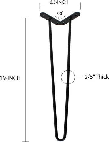Miniatura 5 de WELLAND Juego de 4 patas de metal negro satinado de 19 pulgadas para muebles de 1/2 pulgadas de diámetro, con tornillos gratis para proyectos