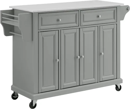 Miniatura 19 de Crosley Furniture isla de cocina con ruedas, Madera, Negro