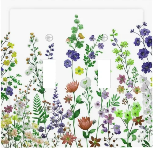 Miniatura 72 de Cubierta de Interruptor de Luz de 1 Gang con Flores Silvestres Bohemias, Hierbas, Floral, Decorativa, Planta Botánica, Naturaleza, Acuarela, Placa