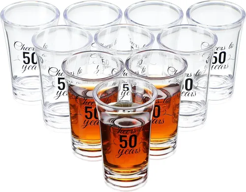 Miniatura 9 de Sliner Paquete de 48 Vasos de Chupito de Cumpleaños a Granel 1.4oz Brindis a los 30/40/50/60/70/80 Años Vaso de Chupito Indestructible Base Gruesa