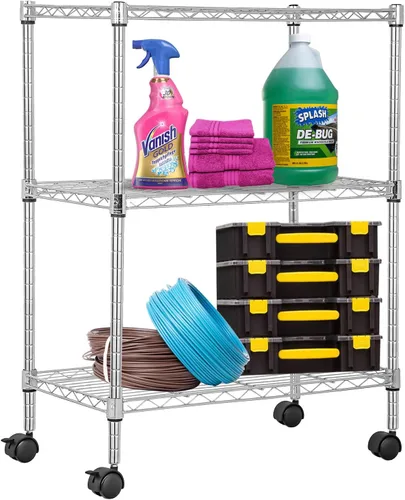 Miniatura 19 de PayLessHere Estante de alambre de 6 niveles 17 x 12 x 64 pulgadas Negro Estantes ajustables Estantes de almacenamiento de alta