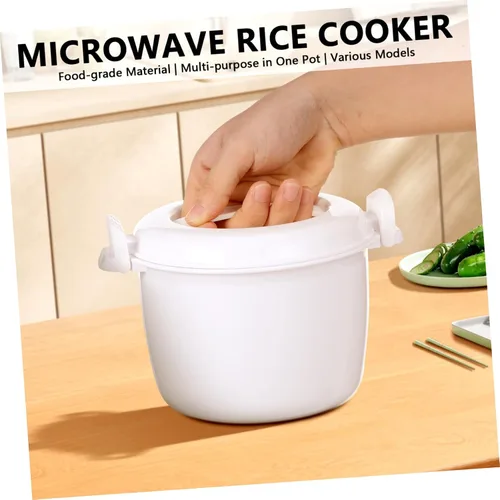 Miniatura 3 de Arrocera para microondas, recipiente para almacenamiento de alimentos, tazón de microondas con tapa, ollas de arroz para microondas, arroz