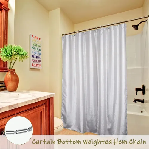 Miniatura 5 de Cortina de ducha brillante gris plateado: juego de cortinas de tela metálica gris claro moderno y elegante para decoración de baño festiva