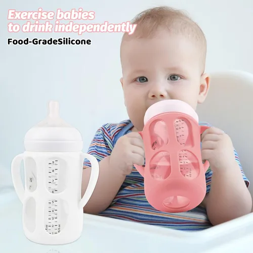 Miniatura 5 de Paquete de 3 asas de biberones para biberones Philips Avent naturales, soporte para biberones con asas de fácil agarre (rosa, morado y blanco)