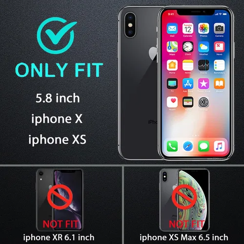 Miniatura 2 de YKHJKLEC Funda para iPhone X/iPhone Xs, grado militar 3 en 1, resistente a los golpes, a prueba de caídas, polvo con 2 protectores de pantalla