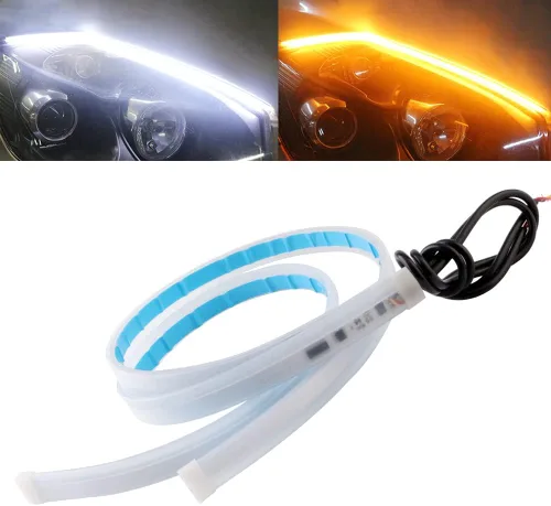 Miniatura 10 de Qasim Tira LED de Flujo Secuencial de 24 pulgadas Rojo+Amarillo Luces de Circulación Diurna 60cm Tira de Luz de Conducción Guía de Señal de Giro