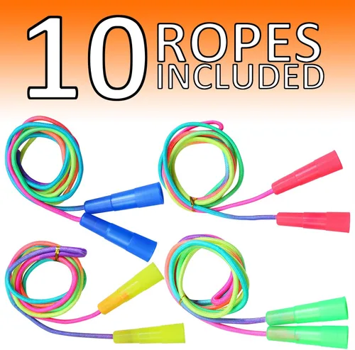 Miniatura 2 de Elcoho Paquete de 10 cuerdas de saltar de arco iris para niños, cuerdas de saltar vibrantes para niños, diversión al aire libre, recuerdos
