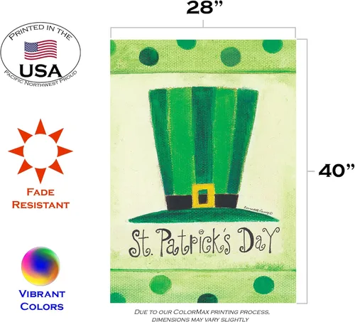 Miniatura 2 de Toland Home Garden 107088 - Bandera del Día de San Patricio con sombrero de San Patricio, de 28 x 40 pulgadas, doble cara, bandera de jardín