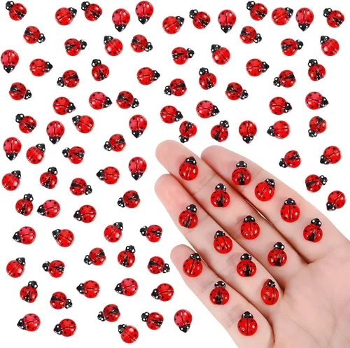 200 piezas de mini resina de mariquita, figuras miniatura de mariquita para niños, baby shower, bricolaje, decoración de pasteles, manualidades,