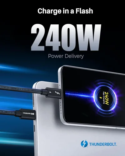Miniatura 4 de Cable Matters [Certificado por Intel] Cable Thunderbolt 4 de 40Gbps 1 pie con video 8K y carga de 240W - 0,3m, compatible con USB4, Cable