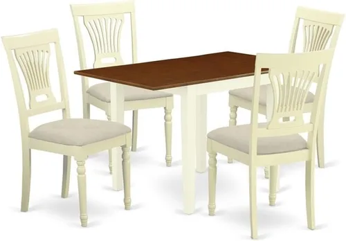Miniatura 7 de East West Furniture NDPL3-BCH-W - Juego de mesa de comedor moderno de 3 piezas que contiene una mesa rectangular de madera con gotas y 2 sillas