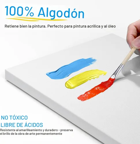 Miniatura 5 de Gotideal Lienzo para pintura, paquete de 14 unidades, lienzo de pintura estirado, lienzos de pintura en blanco para acrílico, óleo, suministros
