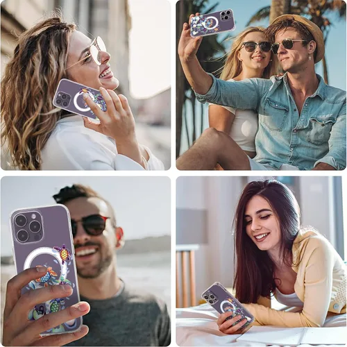 Miniatura 8 de Roemary Funda con Tortugas Arcoíris para iPhone 13 con Diseño MagSafe, Funda Transparente de TPU con Carga Inalámbrica Magnética para iPhone 13