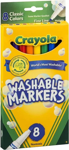 Crayola Marcadores lavables ultra limpios, color Max, línea fina, colores clásicos, 8 unidades (paquete de 18)