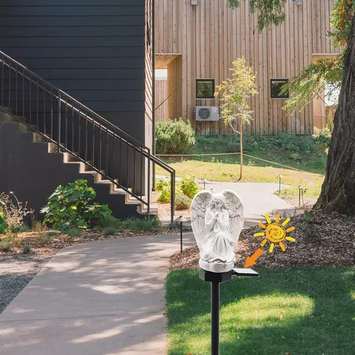 Miniatura 4 de WAYDA Luz solar de ángulo al aire libre para cementerio, lámpara de ángel impermeable LED, luces solares de ángel para jardín, balcón, patio