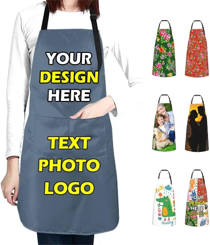 Miniatura 39 de Delantales impermeables personalizados para diseñar tu propia imagen, logotipo, texto, añadir fotos, delantal para cocinar hornear, 33 x 27.5