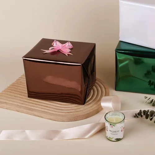 Miniatura 5 de NESCCI Papel de regalo metálico marrón, papel de color sólido, papel de regalo perfecto para bodas, día de San Valentín, cumpleaños, Navidad, baby