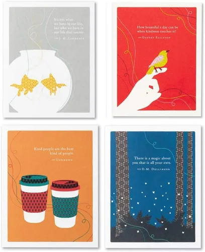 Compendium Tarjetas de felicitación positivamente verdes, paquete de 4 tarjetas de agradecimiento, agradecimiento infinito (cuatro tarjetas en