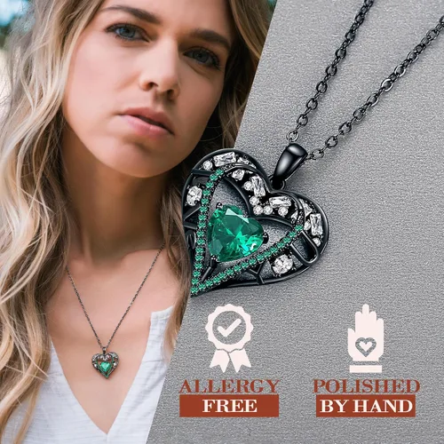 Miniatura 70 de Collar de cristal de 5 corazones, chapado en oro rosa de 18 quilates, colgante con cadena de plata de ley 925 de 18 + 2 pulgadas, joyería de piedra