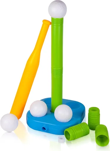 Liberry Tball Set para niños pequeños con soporte de pelota de altura ajustable, base pesada y bate de béisbol para niños, juguetes deportivos, Verde