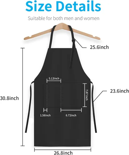 Miniatura 7 de Delantal ajustable con peto, impermeable, con 2 bolsillos, correa para el cuello y corbata extra larga, delantales de cocina unisex