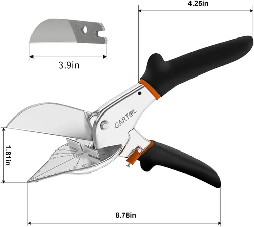 Miniatura 2 de GARTOL Tijeras de Inglete - Tijeras Multifuncionales de Canalización para Corte Angular de Molduras y Acabados, Ajustables de 45 a 135 Grados