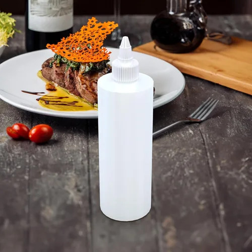 Miniatura 3 de BRIGHTFROM Botellas exprimibles para condimentos, botella vacía de 16 onzas, tapa superior giratoria transparente, a prueba de fugas, ideal