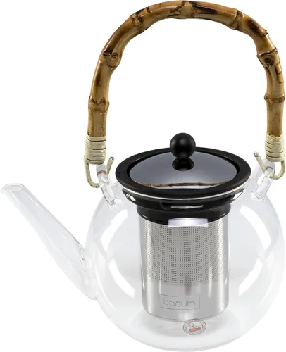 Miniatura 8 de Bodum Prensa de té de vidrio Assam de 34 oz con filtro de acero inoxidable, tapa de plástico negro