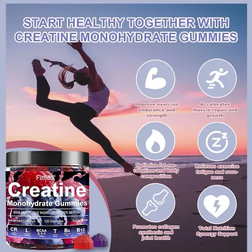 Miniatura 4 de Gomitas de Complejo de Monohidrato de Creatina 8000mg para Hombres y Mujeres, Contiene L-carnitina y Taurina, Desarrolla Músculo, Aumenta