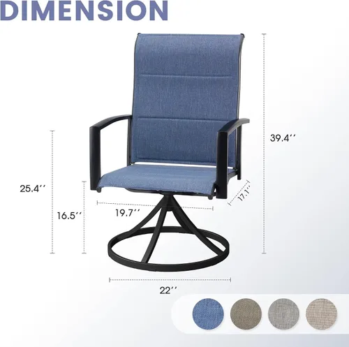 Miniatura 3 de VICLLAX Juego de 2 sillas de comedor giratorias para patio, sillas de exterior de tela de malla de textileno acolchada con reposabrazos para porche