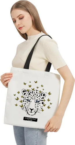 Miniatura 4 de TeeYee Bolsa de lona para compras, bolsa de playa ligera con asas, bolsas de comestibles reutilizables, adecuadas para actividades de regalo