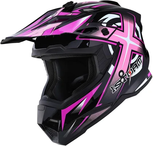 Miniatura 10 de 1Storm - Casco de motocross para adultos, BMX, MX, ATV, Dirt Bike, motocicleta cuádruple de cuatro ruedas, estilo de carreras, HF801 Sonic Blue
