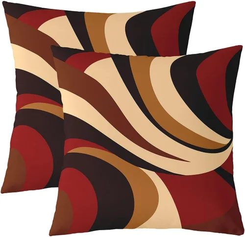 Miniatura 24 de Juego de 2 fundas de almohada abstractas de 16 x 16 pulgadas para niños, niñas, adolescentes, decoración de dormitorio, moderna a rayas, decoración