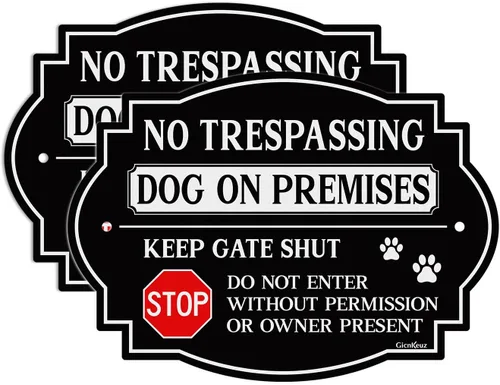 Miniatura 9 de GicnKeuz Señales de «cuidado con el perro» para valla, 30,48x7,62 cm, señal de mantener la puerta cerrada, aluminio reflectante, resistente a